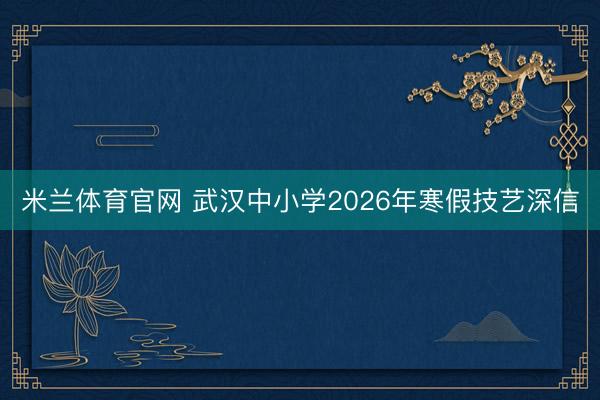 米兰体育官网 武汉中小学2026年寒假技艺深信