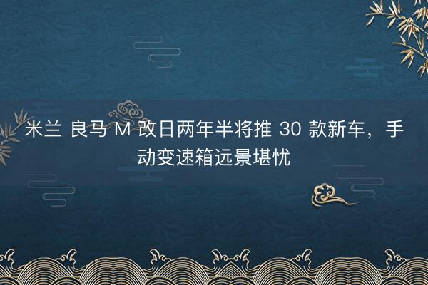 米兰 良马 M 改日两年半将推 30 款新车,手动变速箱远景堪忧