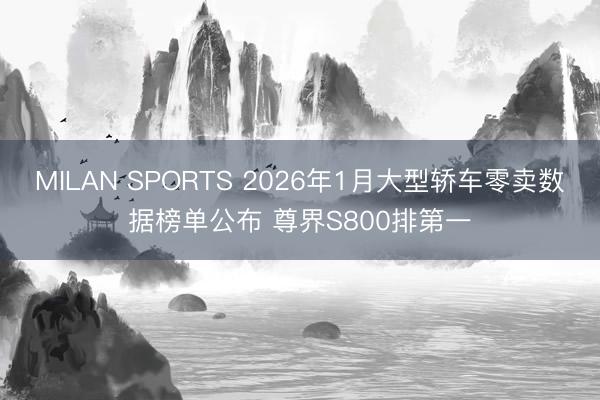 MILAN SPORTS 2026年1月大型轿车零卖数据榜单公布 尊界S800排第一