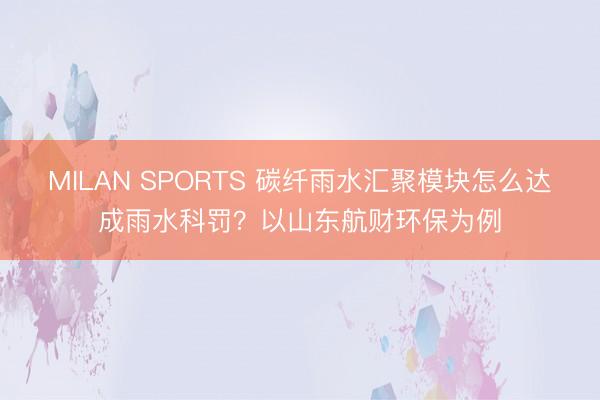 MILAN SPORTS 碳纤雨水汇聚模块怎么达成雨水科罚?以山东航财环保为例